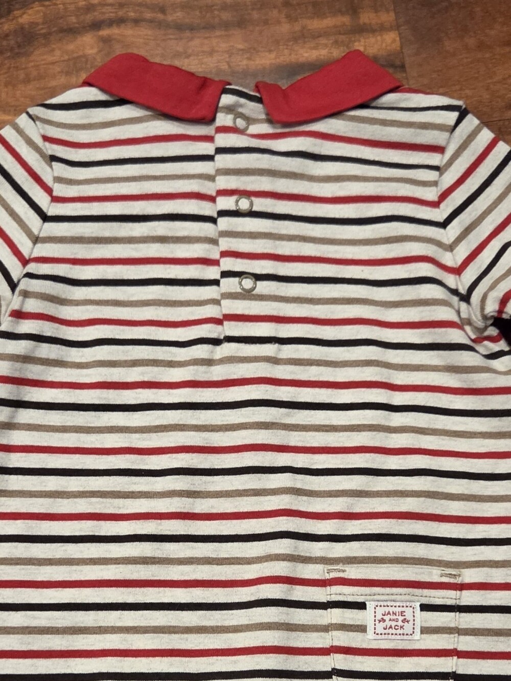 Janie and Jack NWT 0-3 Months Red/Brown/Tan Striped Moose One-Piece Romper - Picture 4 of 6